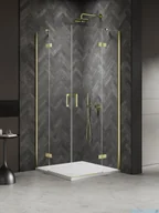 Kabiny prysznicowe - New Trendy Nesta Light Gold kabina 90x110x200 cm drzwi podwójne złoty połysk/szkło przejrzyste K-4558 - miniaturka - grafika 1