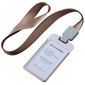 Identyfikatory - Identyfikator na smycz wysuwaną nowoczesny– lekki holder na karty ZŁOTY / Dezhi - miniaturka - grafika 1