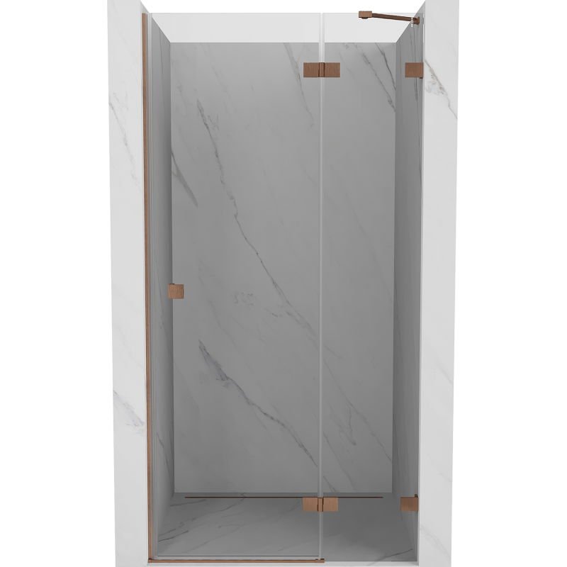 Mexen Lunar drzwi prysznicowe uchylne prawa 125 cm, transparent, miedź szczotkowana - 834-125-000-65-00-P