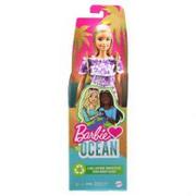 Sukienki i spódniczki dla dziewczynek - Barbie LOVES THE OCEAN (purpurowa kwiatowa sukienka z marszczeniem) GRB36 - miniaturka - grafika 1