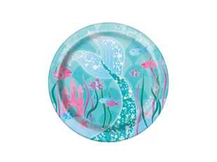 Talerzyki urodzinowe Syrenka - 18 cm - 8 szt. - Dekoracje i nakrycia stołu na imprezę - miniaturka - grafika 1