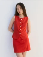 Marynarki i żakiety damskie - Reserved - Kamizelka z dodatkiem lnu - pomarańczowy - miniaturka - grafika 1