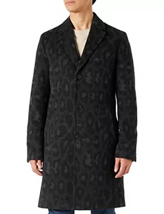 HUGO Męski płaszcz Malte2311 Regular -Fit z mieszanki żywej wełny, czarny (Black1), 56 - Płaszcze męskie - miniaturka - grafika 1