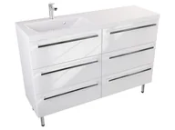 Szafki łazienkowe - Szafka Stojąca Z Umywalką ATH 120 cm S Lewa - Biały Wysoki Połysk - Uchwyty Chromowane - miniaturka - grafika 1