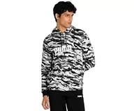 Bluzy męskie - PUMA Męska bluza z kapturem Ess+ Camo AOP, czarna, XL, Czarny, XL - miniaturka - grafika 1