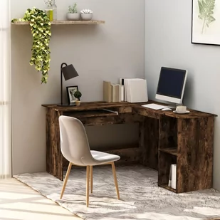 vidaXL Biurko narożne, przydymiony dąb, 120x140x75 cm - Biurka - miniaturka - grafika 1