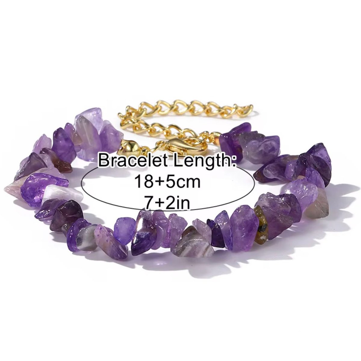 Fioletowa Złota Bransoletka Ametyst Kamień Regulacja Stal Szlachetna