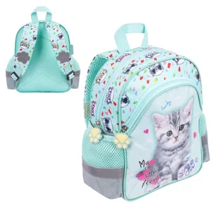 St. Right Mały Plecak Przedszkolny Jednokomorowy My Little Friend MINT KITTY - Plecaki szkolne i tornistry - miniaturka - grafika 1