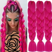 Pozostałe akcesoria fryzjerskie - TEMU Zestaw 3 sztuk: Kolorowe Różowe 24-calowe Super Jumbo Warkocze - Teksturowane Syntetyczne Włókna do Przedłużania Włosów dla Kobiet, Idealne do - miniaturka - grafika 1