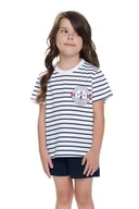 Piżamy dla dziewczynek - Dziecięca piżama Marine biała w paski 134/140 - miniaturka - grafika 1