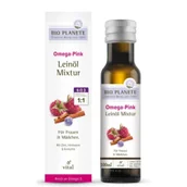 Olej spożywczy - Bio Planete Omega pink - mieszanka z olejem lnianym (malina, cynamon, kurkuma) 100 ml Bio - miniaturka - grafika 1