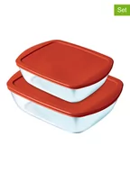 Pudła i pojemniki do przechowywania - Pyrex 2-częściowy zestaw pojemników "Cook & Store" w kolorze czerwonym - miniaturka - grafika 1