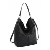 Torebki damskie - Torebka Damska Worek Shopper LUIGISANTO Czarna - miniaturka - grafika 1