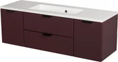 Szafki łazienkowe - Burgundowa szafka łazienkowa wisząca z umywalką czarny uchwyt 120 cm Magnolia - miniaturka - grafika 1