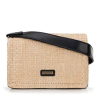 Torebki damskie - Damska crossbody z plecionki beżowo - czarna - miniaturka - grafika 1