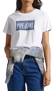 Pepe Jeans Koszulka damska z kotem, Biały (biały), S - Koszulki i topy damskie - miniaturka - grafika 1