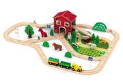 Pociągi dla dzieci - Artyk Kolejka drewniana Farma zestaw 77el 675294 - miniaturka - grafika 1
