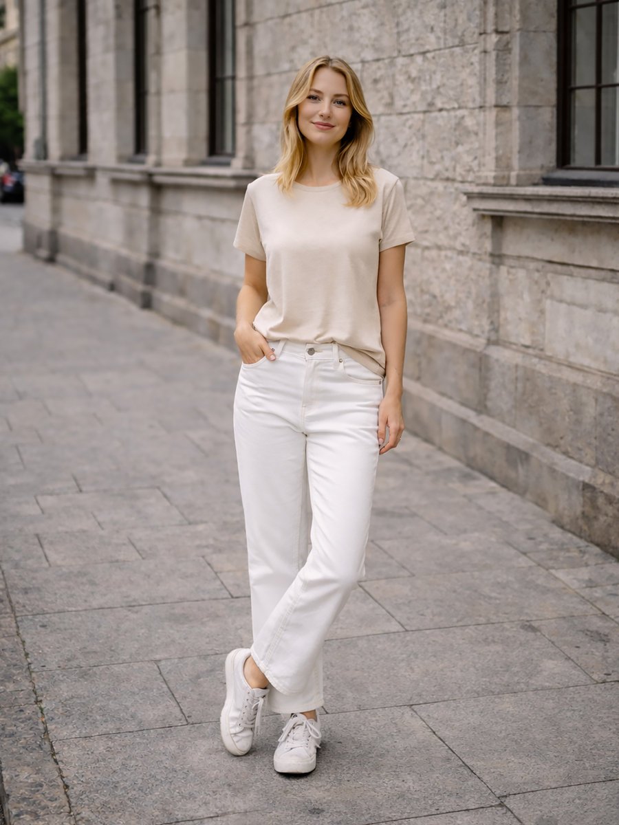 Jeansy WIDE LEG biały M