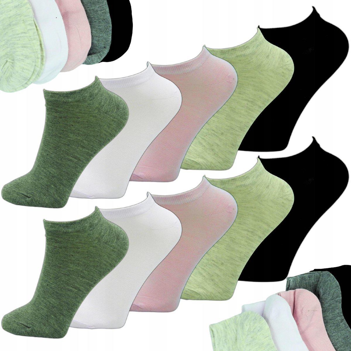 Stopki Damskie Krótkie Skarpetki BAMBUSOWE Niskie KOLOROWE 10 PAR 39-41
