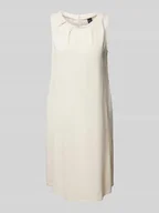 Sukienki - Sukienka lniana o długości do kolan z aplikacją z logo - miniaturka - grafika 1