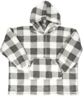 Bluzy damskie - INTESI BLUZA OCIEPLANA DŁUGA/ SNUDDIE W KRATĘ SZARA/BIAŁA - miniaturka - grafika 1