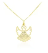 Biżuteria religijna - Naszyjnik Aniołek z Krzyżykiem - Pamiątka I Komunii Świętej - 24k złocenie - miniaturka - grafika 1