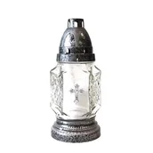 Lampiony i znicze - Znicz szklany 18,5 cm krzyż Z-04 mix - miniaturka - grafika 1