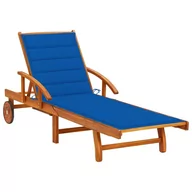 Leżaki ogrodowe - vidaXL Lumarko Ogrodowy leżak z poduszką, lite drewno akacjowe 3061612 - miniaturka - grafika 1