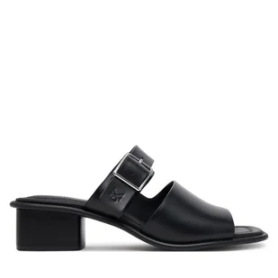 Klapki Calvin Klein Jeans Heel Square Mg Buckle Lth YW0YW01701 Czarny - Klapki i japonki damskie - miniaturka - grafika 1