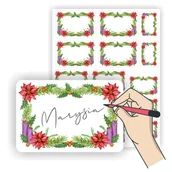 Akcesoria do pakowania - Samoprzylepne karneciki naklejki etykiety bileciki do naklejenia z miejscem na imię podpisanie prezenty paczki upominki na święta bożonarodzeniowe m.. - miniaturka - grafika 1