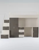 Krzesełka i taborety dla dzieci - Meblościanka Raj 4 kaszmir połysk - pokój dziecięcy, młodzieżowy z materacem i stelażem kaszmir + szary - miniaturka - grafika 1