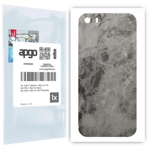 Folia naklejka skórka strukturalna na TYŁ do Apple iPhone SE (2016 pierwszy model) -  Marmur Czarny - apgo SKINS - Szkła hartowane na telefon - miniaturka - grafika 1