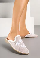 Klapki i japonki damskie - Białe Siateczkowe Klapki Typu Mule z Kwiatami 3D Vilmoi - miniaturka - grafika 1