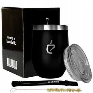 Czarny zestaw TERMOLID do yerba mate od Un Mate: termiczne matero, bombilla - Yerba Mate - miniaturka - grafika 1