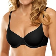 Biustonosze - Nur Die T-shirt biustonosz z fiszbinami z miękkiej mikrofibry, bezszwowo uformowane miseczki, niewidoczne pod ubraniem, efekt push-up dla kobiet, czarny, 80B - miniaturka - grafika 1