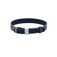 Bransoletki - Emporio Armani Men's Blue And Grey Leather Bracelet Egs2918040 - 275Mm X 12Mm Stainless Steel, Gemstone-Free - miniaturka - grafika 1