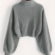 Swetry damskie - TEMU Kobiecy Elegancki Sweter z Wysokim Kołnierzem - Modny Pulower na Jesień/Zimę, do Biura i na Imprezy, Codzienny Strój - Niezbędnik Warstwowy na - miniaturka - grafika 1