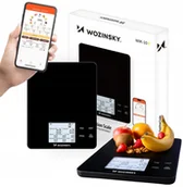 Wagi kuchenne - Wozinsky WIK-10 inteligentna z wyświetlaczem cyfrowym Bluetooth aplikacja Czarna - miniaturka - grafika 1