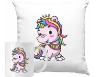 Gadżety dla niej i dla niego - ZESTAW PODUSZKA + KUBEK Kolorowy Jednorożec Dla Dzieci Prezent - miniaturka - grafika 1