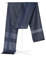 Apaszki i szaliki męskie - Szal Szalik Męski Zimowy Ciepły Granatowo - Szary W Krateczkę - miniaturka - grafika 1