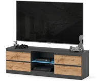 Szafki RTV - Szafka rtv pojemna 4 szuflady 138cm stojąca do sypialni salonu sonoma szary - miniaturka - grafika 1