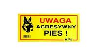 Odblaski i adresówki - Dingo Metalowa tabliczka ostrzegawcza "UWAGA AGRESYWNY PIES" - miniaturka - grafika 1