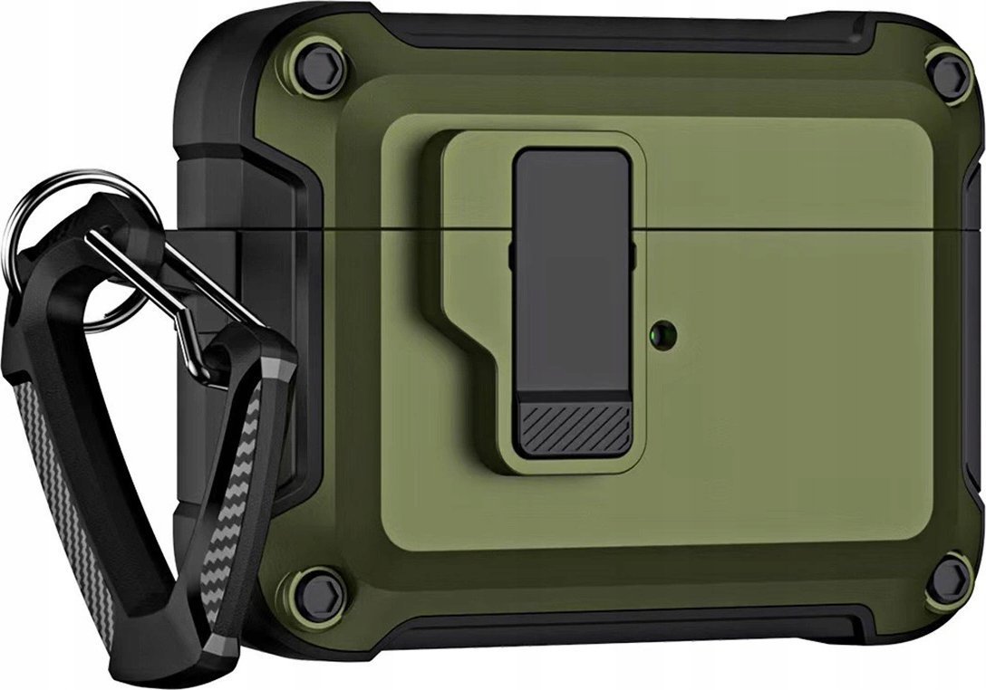 Hurtel Pro Armour Airpods Case with hook - AirPods 4 olive