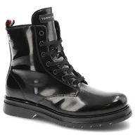 Botki damskie - Czarne Botki Tommy Hilfiger Modne Buty Damskie - miniaturka - grafika 1