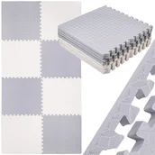 Maty piankowe - Mata składana puzzle piankowe dla dzieci 230x120 cm pianka EVA kremowo-szara - miniaturka - grafika 1