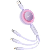 Złącza, przejściówki, adaptery - Baseus Bright Mirror 2 zwijany kabel przewód 3w1 USB Typ A - micro USB + Lightning + USB Typ C 66W 1.1m fioletowy (CAMJ010105) - miniaturka - grafika 1