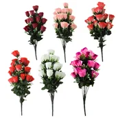 Sztuczne kwiaty - BUKIET RÓŻA RÓŻE RÓŻ GAŁĄZKI SZTUCZNE KWIATY 18 GAŁ - miniaturka - grafika 1
