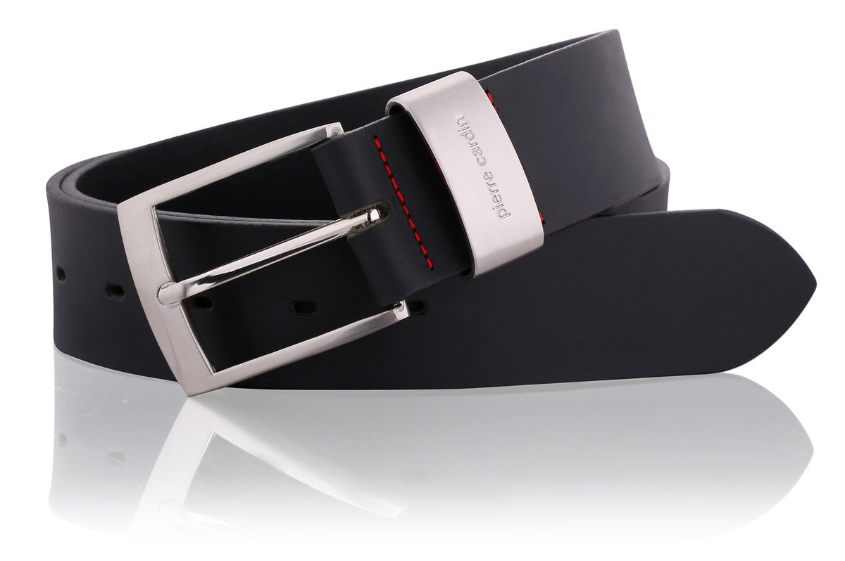 Skórzany pasek męski Pierre Cardin 70007 - Czarny 150 cm