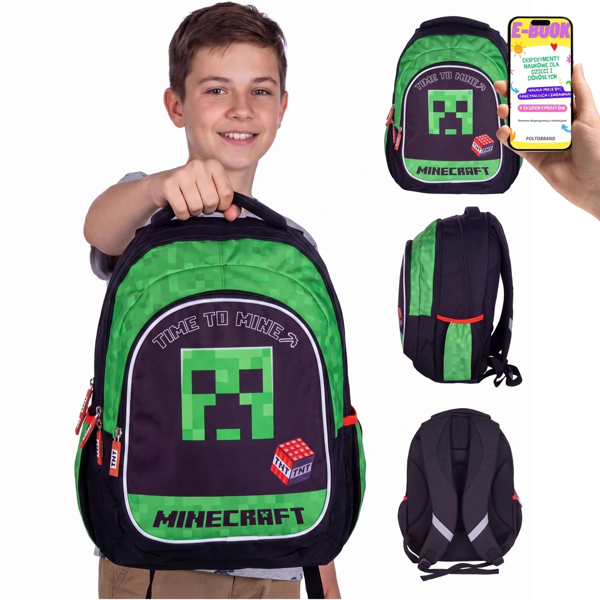 Plecak Szkolny Astra Minecraft Time to Mine 3 Komory Prezent Dla Chłopca + E-BOOK