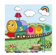 Zabawki kreatywne - OBRAZ OBRAZEK DO MALOWANIA DLA DZIECI 30X30 CM POCIĄG ZESTAW Z FARBAMI - miniaturka - grafika 1